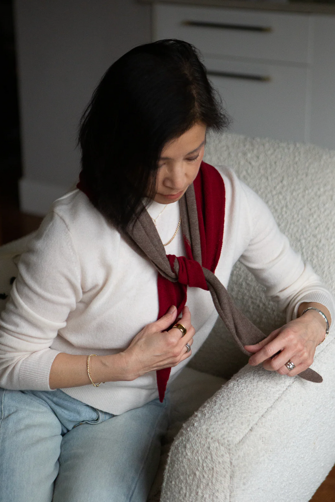 Cashmere Kerchief in Cranberry + Walnut