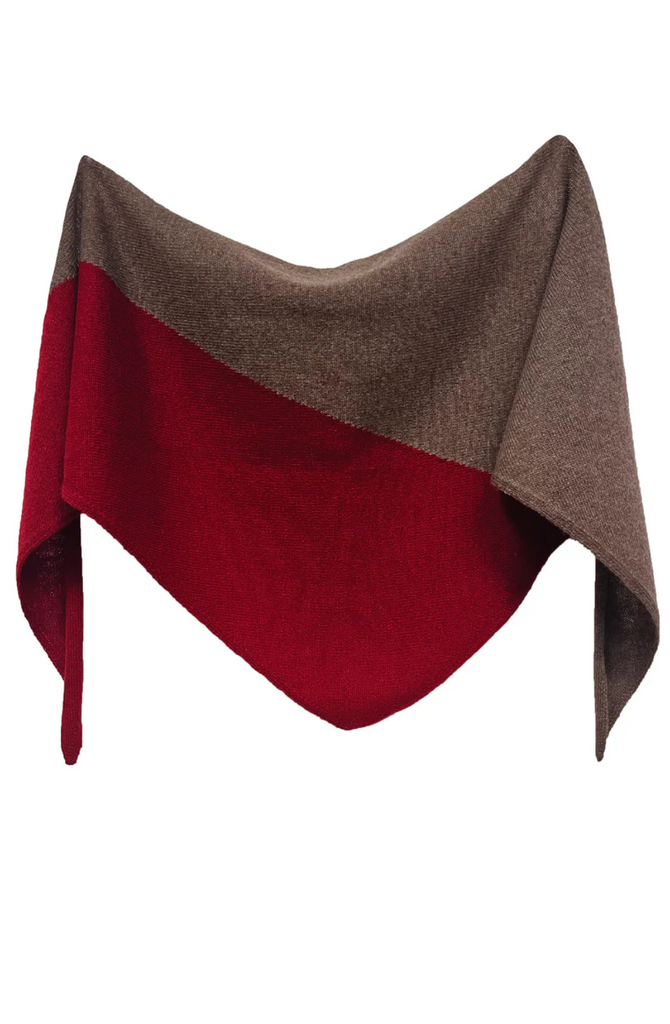 Cashmere Kerchief in Cranberry + Walnut
