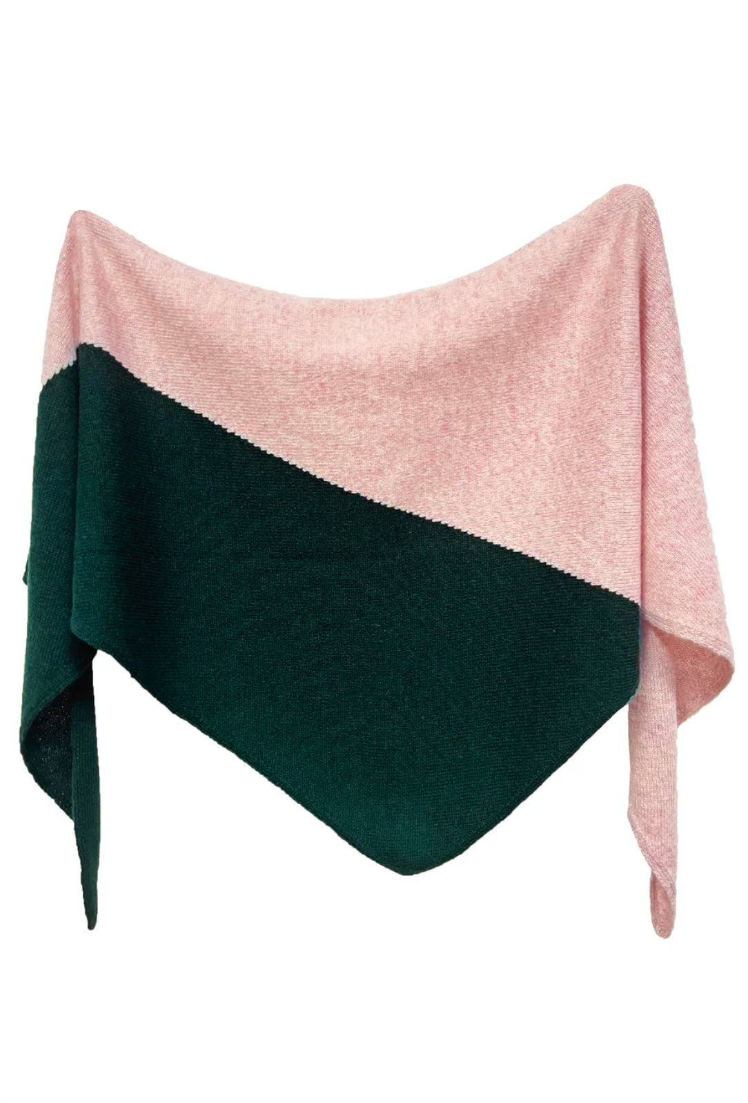 Cashmere Kerchief in Evergreen + Grapefruit