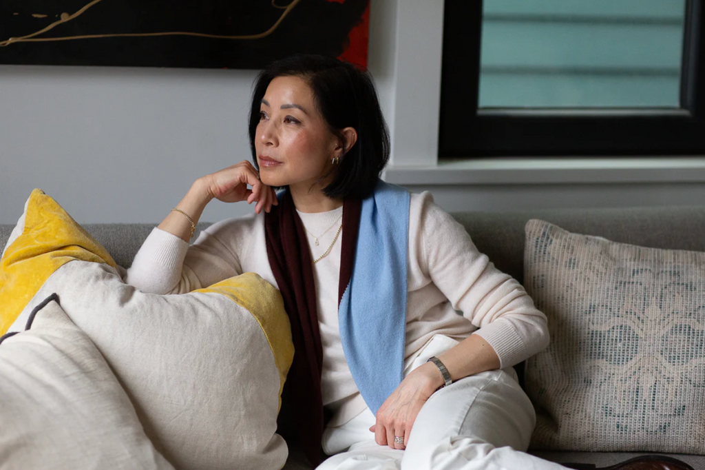 Cashmere Kerchief in Sky + Chocolate