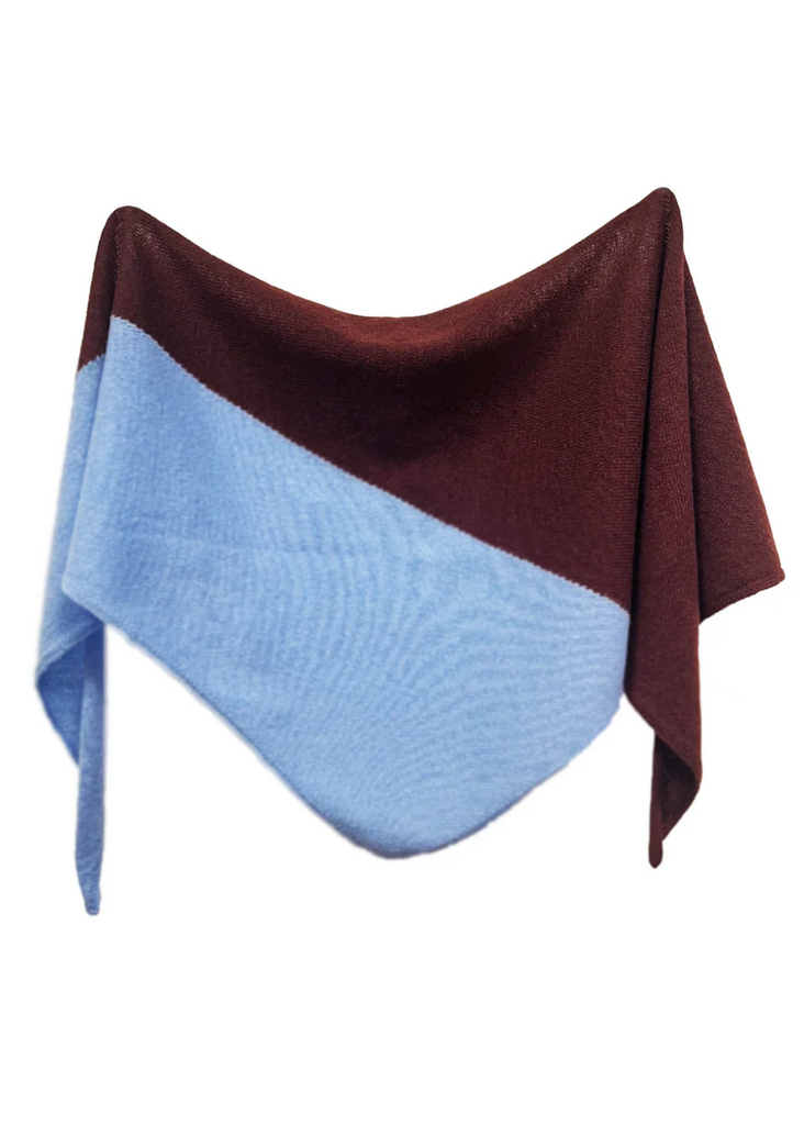 Cashmere Kerchief in Sky + Chocolate
