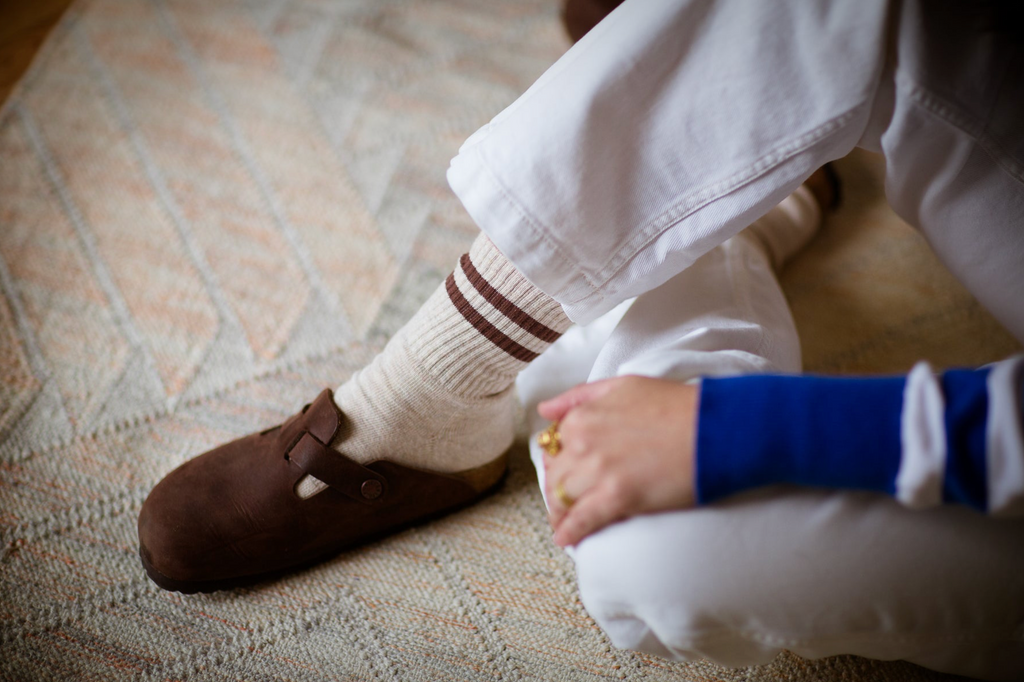 Gym Socks in Oat Cocoa Stripe