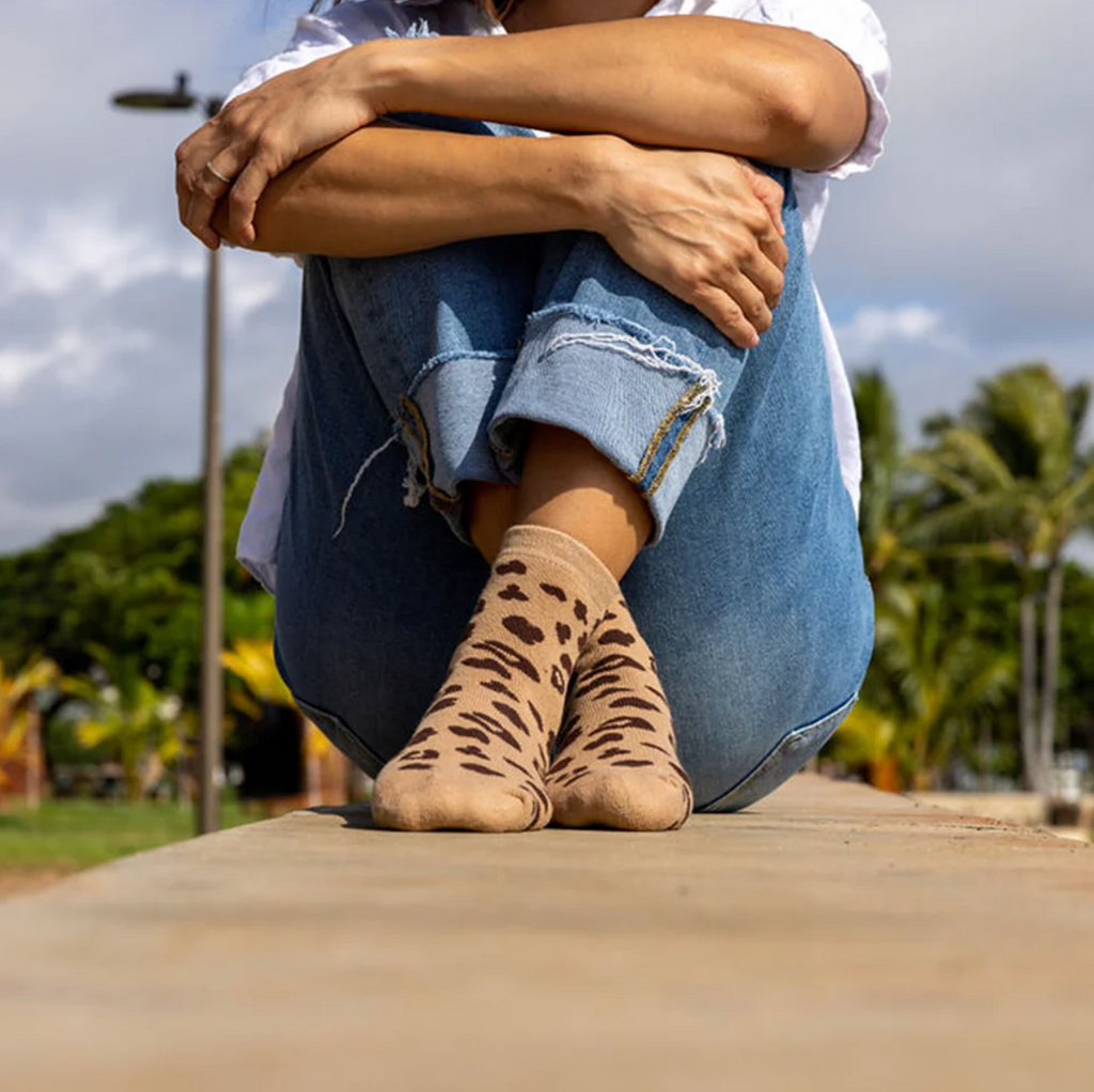 Leopard Socks in Tan