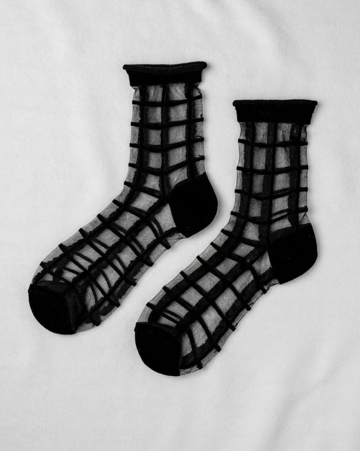 unified Sheer French Window Socks in Black
