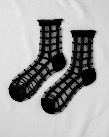 unified Sheer French Window Socks in Black