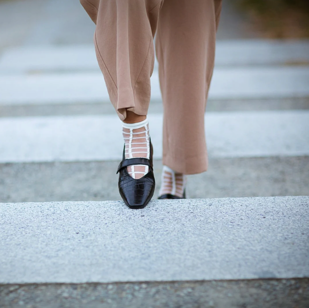 Sheer French Window Socks in Black