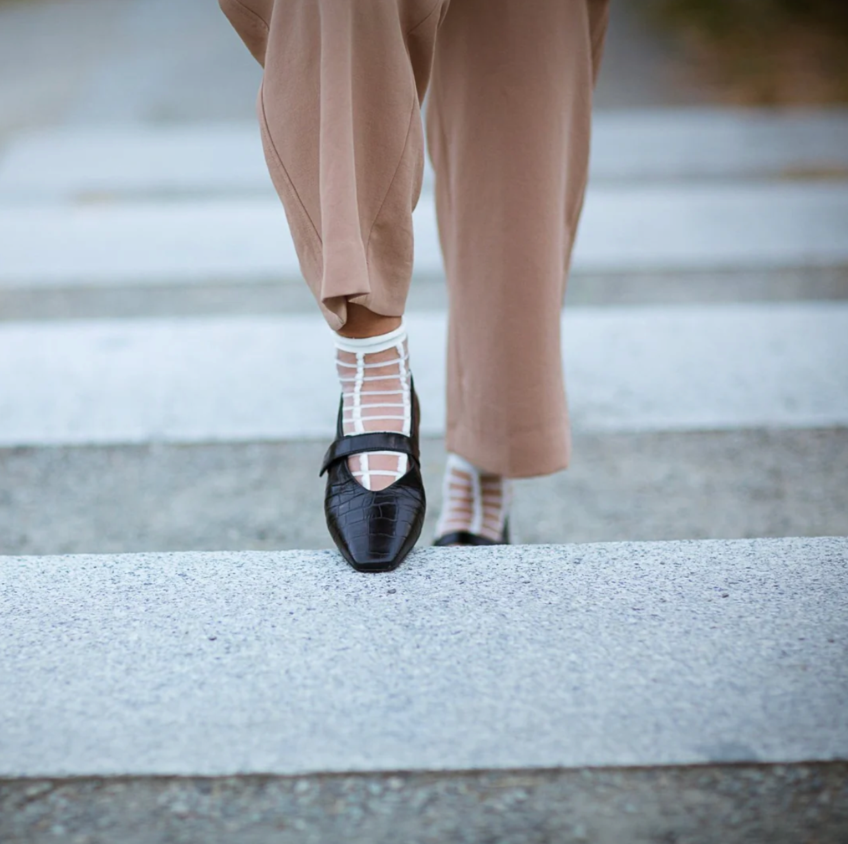 Sheer French Window Socks in Black