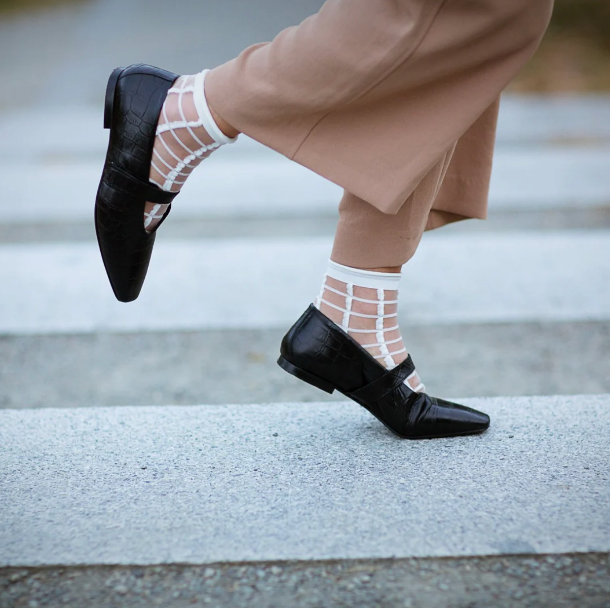 Sheer French Window Socks in Black
