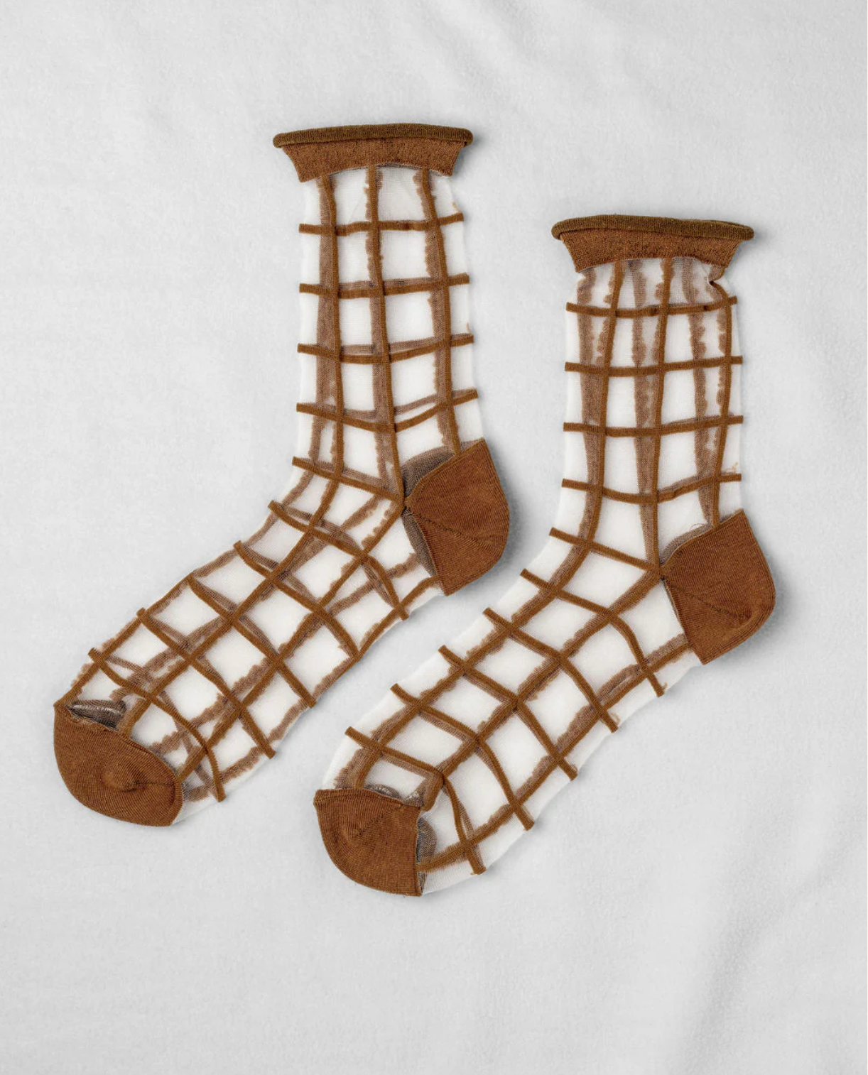 Sheer French Window Socks in Nutmeg