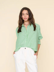 Riley Shirt in Matcha Stripe - xs