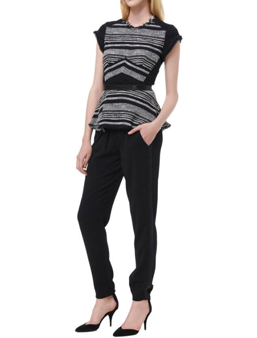 Stripe Tweed Peplum Top