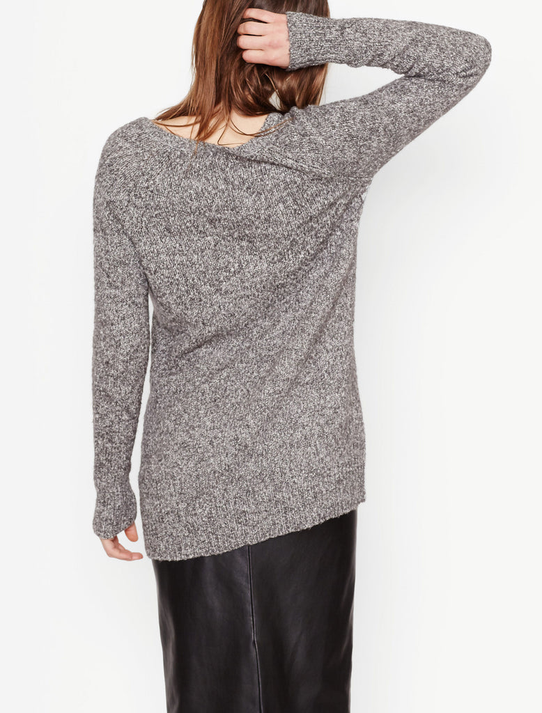 Asher V-Neck Sweater in Heather Grey Multi
