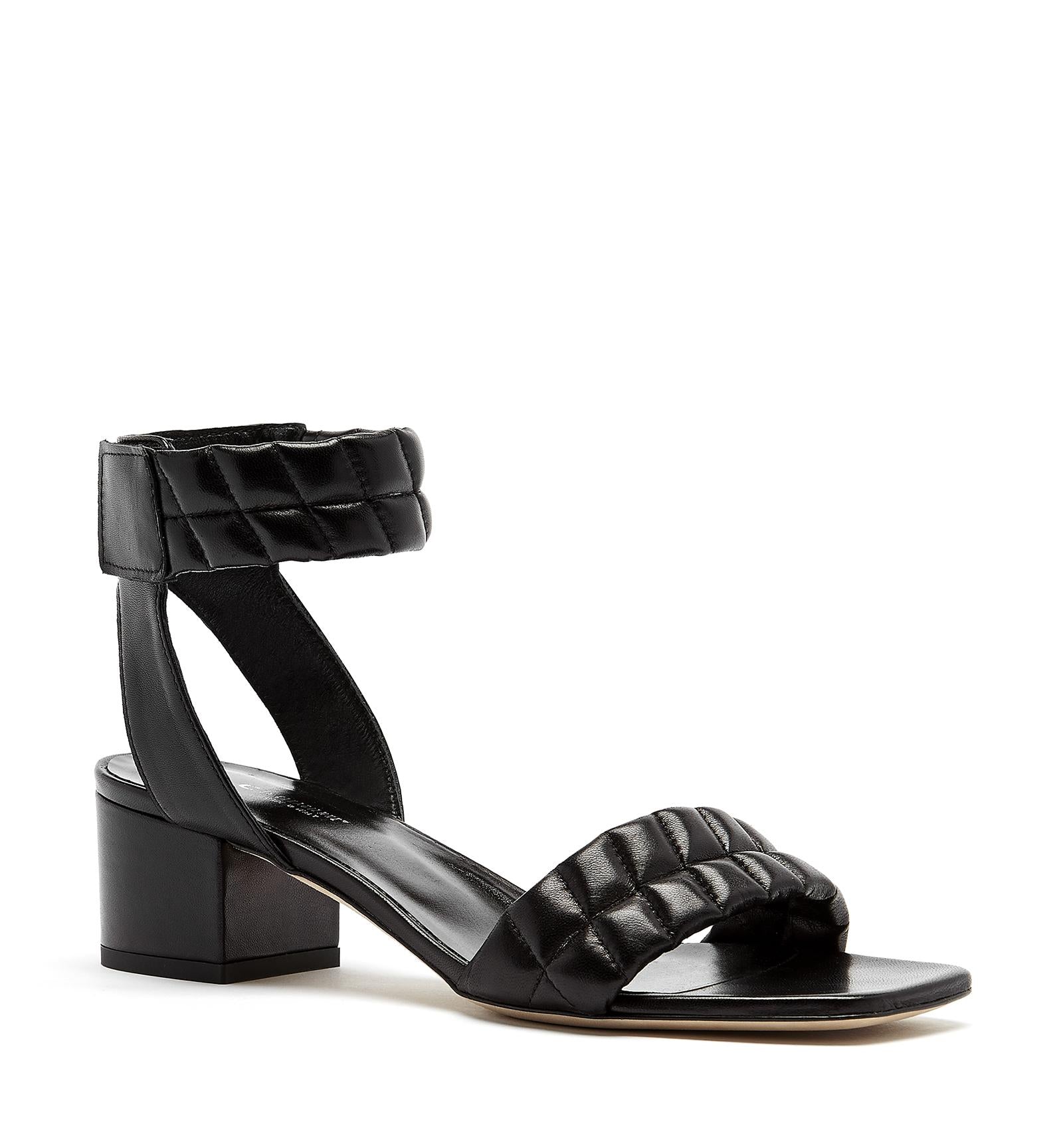 Rover Quilted Puffy Leather Sandal in Black