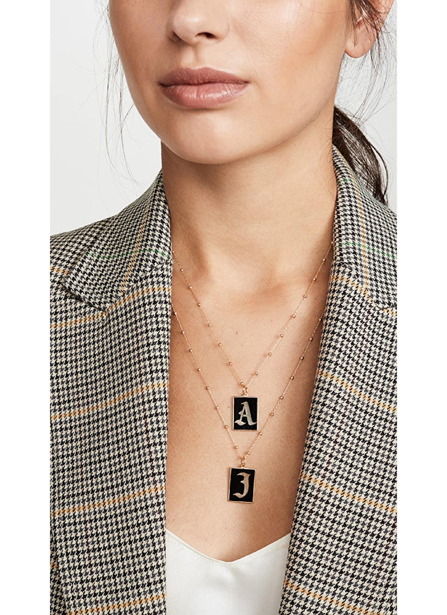 Gothic Monogram Tag Necklace