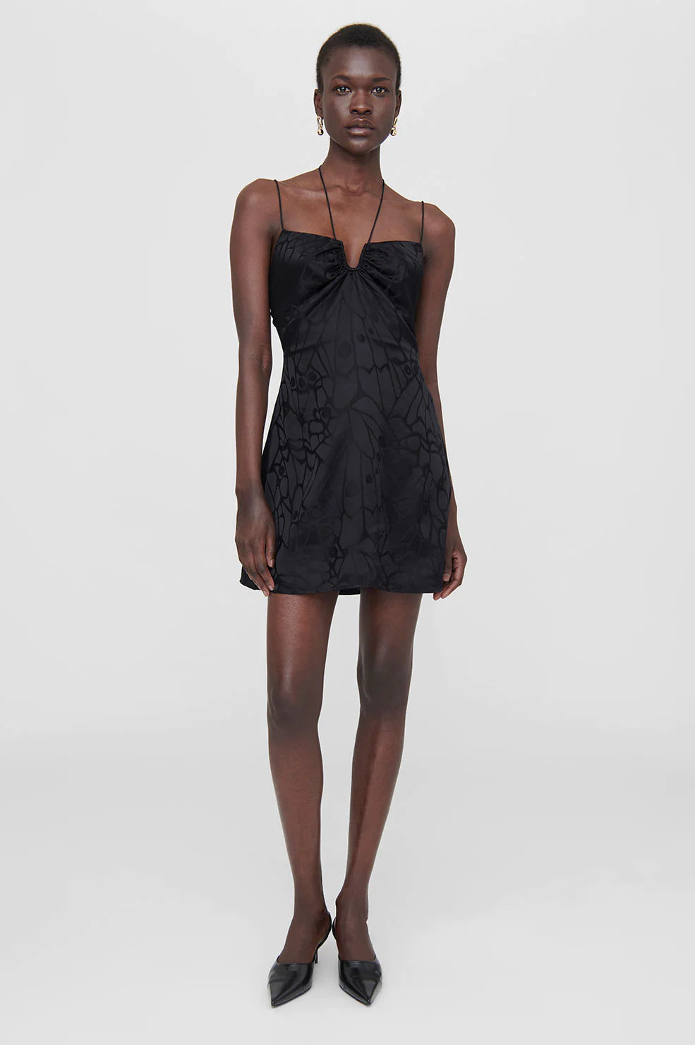 Papillon Dress in Black Butterfly Jacquard