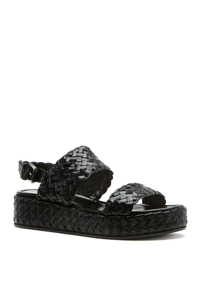 Palmdale Woven Leather Sandal in Black