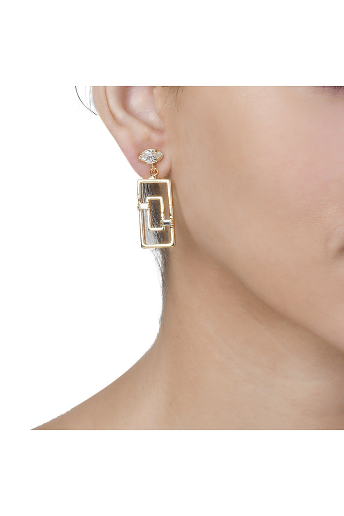 Ana Rectangle Earrings in Gold/Clear