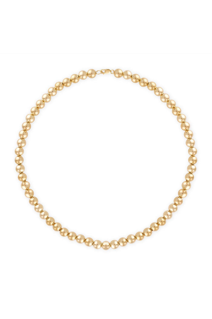 7MM Gold Ball Necklace - 16"