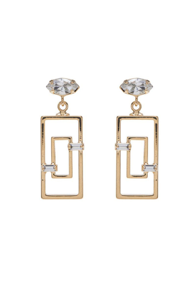 Ana Rectangle Earrings in Gold/Clear