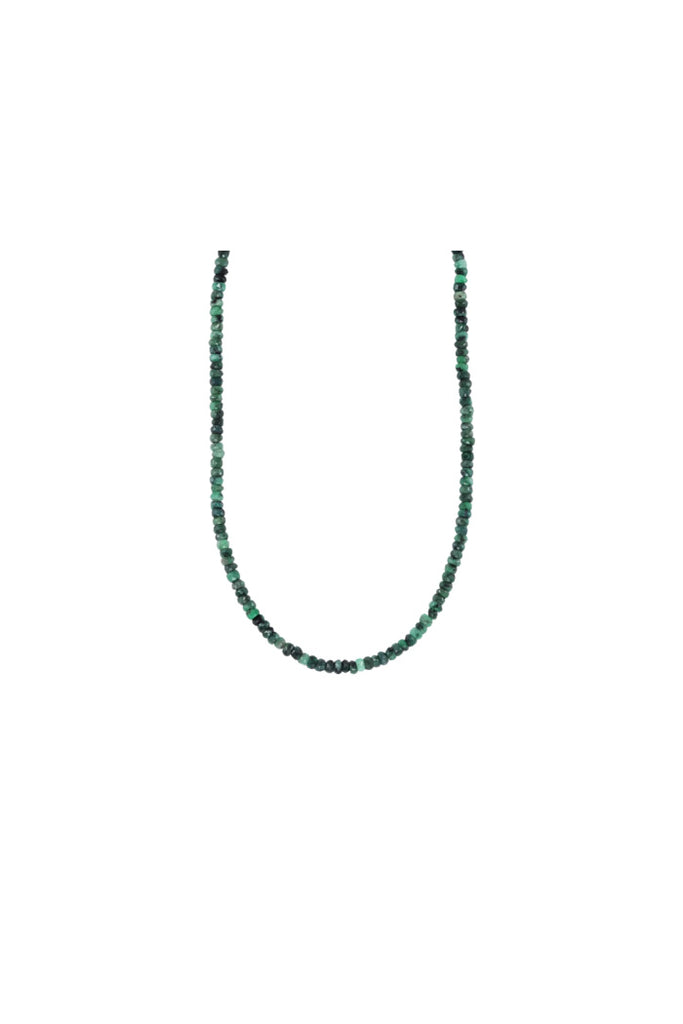 Raw Emerald Beaded Necklace - 20"