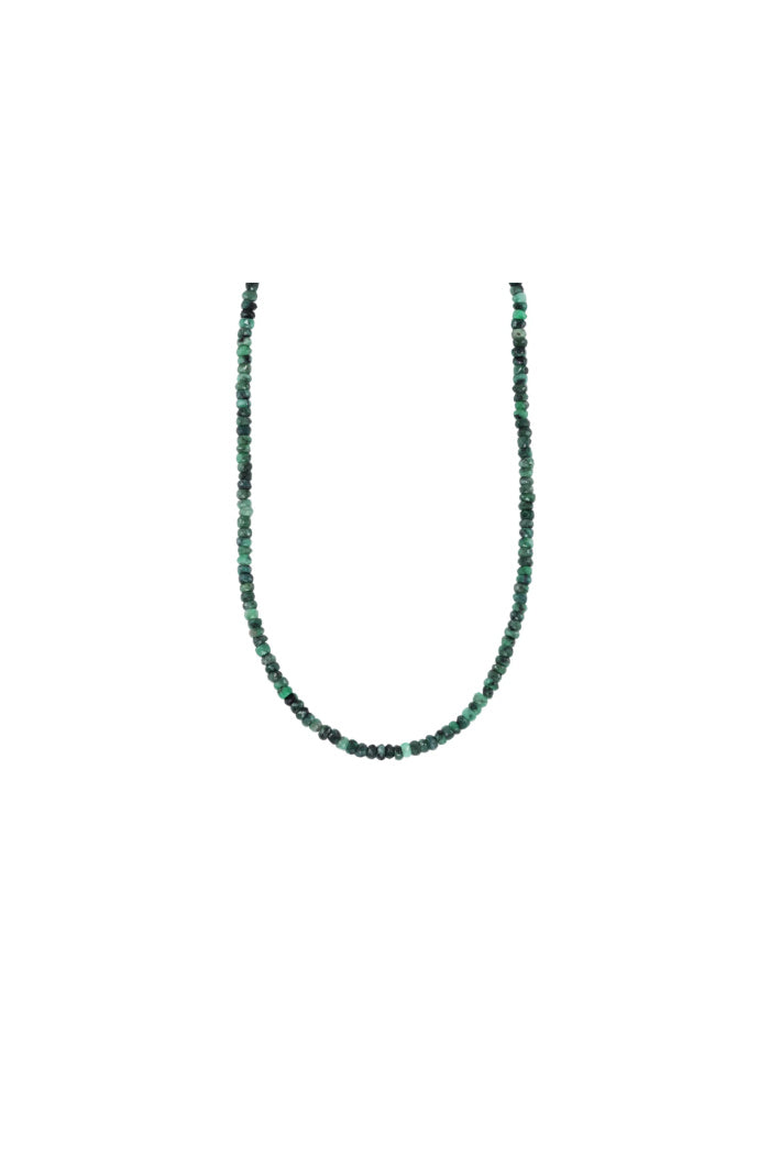 Raw Emerald Beaded Necklace - 20"