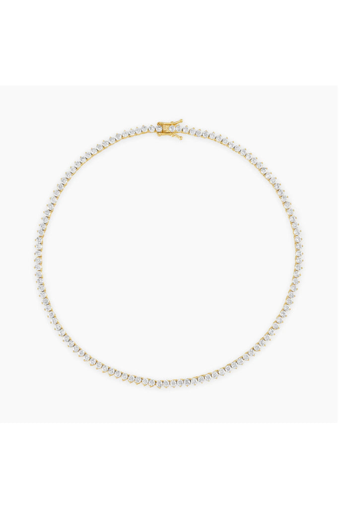 Crystal Tennis Necklace in Gold - 16"