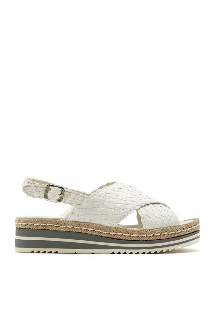 Padova Woven Leather Sandal in White