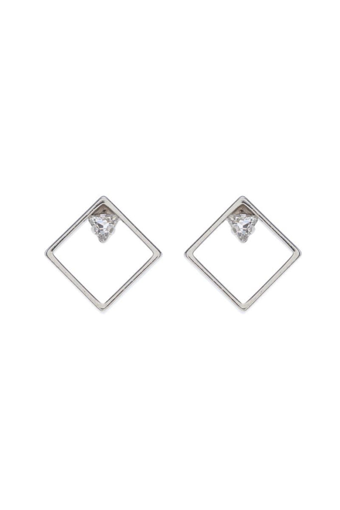 Soul Stud Earrings in Rhodium/Clear