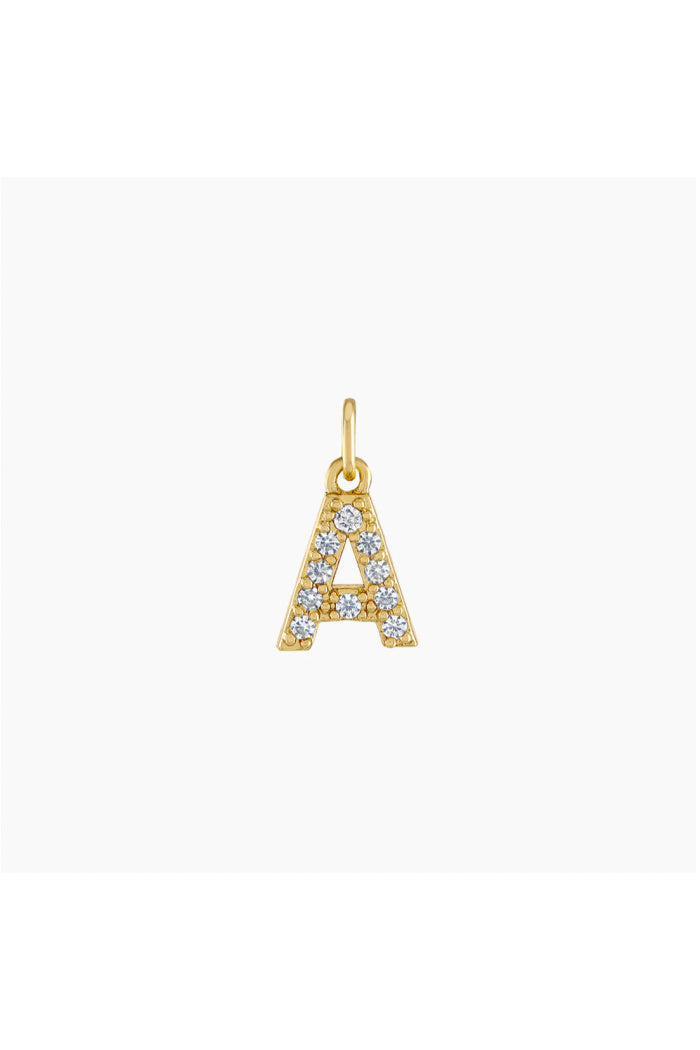 Crystal Letter Charm in Gold