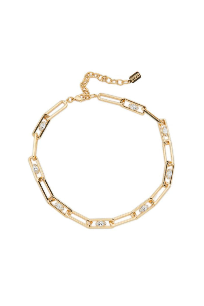 Cala Link Chain Necklace in Gold/Clear