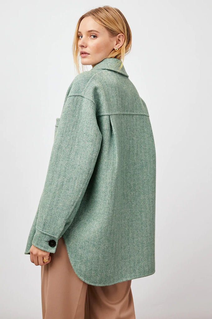 Connie Shirt Jacket in Kelly Herringbone