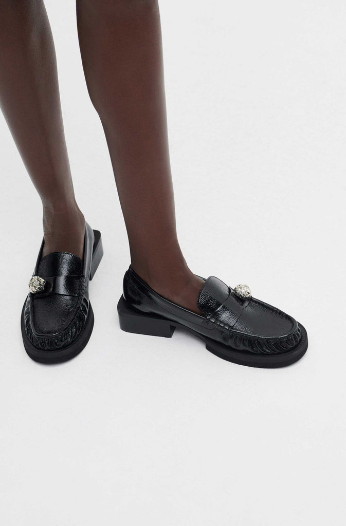 Embellished Loafers in Black