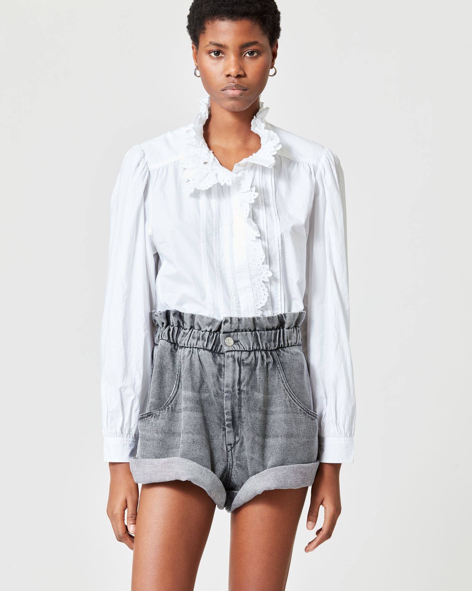 Titea Fluid Denim Shorts in Grey