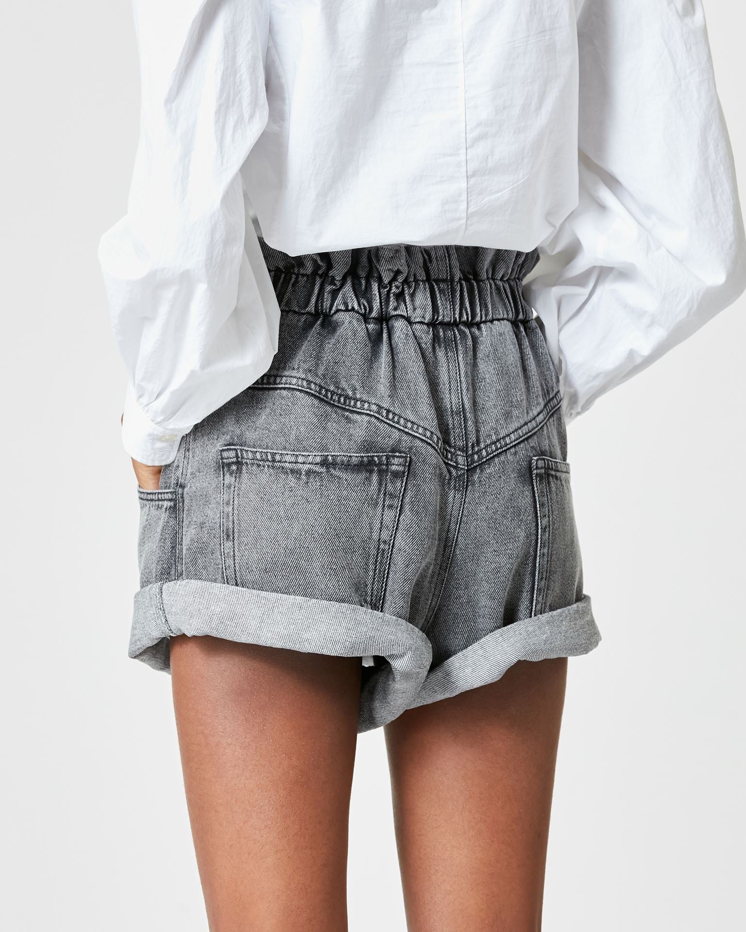 Titea Fluid Denim Shorts in Grey