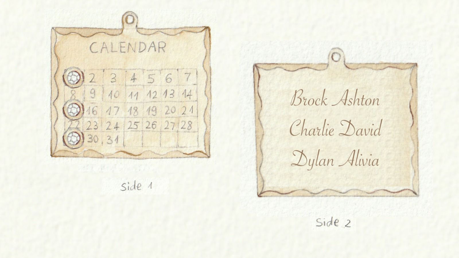 Multiple Date 1960s Calendar Charm