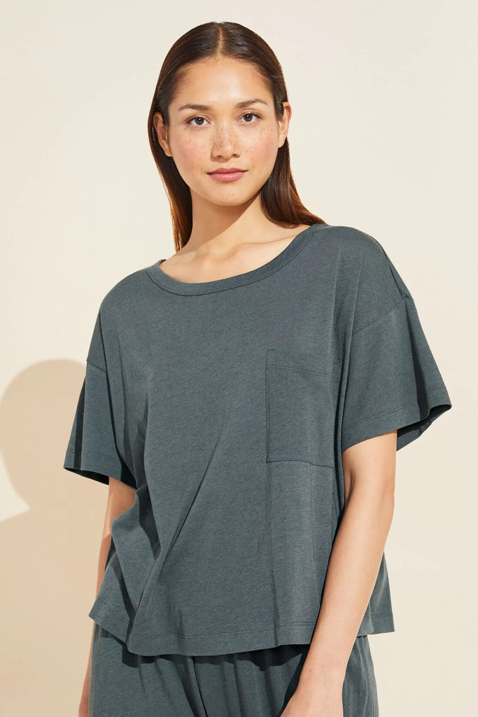 Aloe Infused Cotton Short Sleeve Tee in Kelp