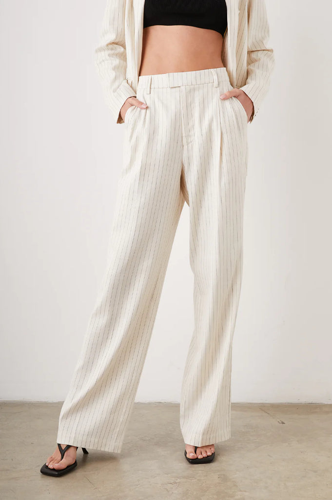 Marnie Pant in Ivory Pinstripe