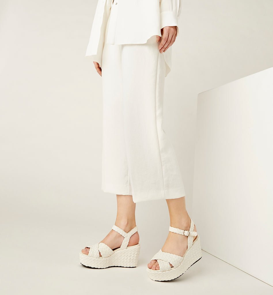Prevost Woven Leather Sandal in White