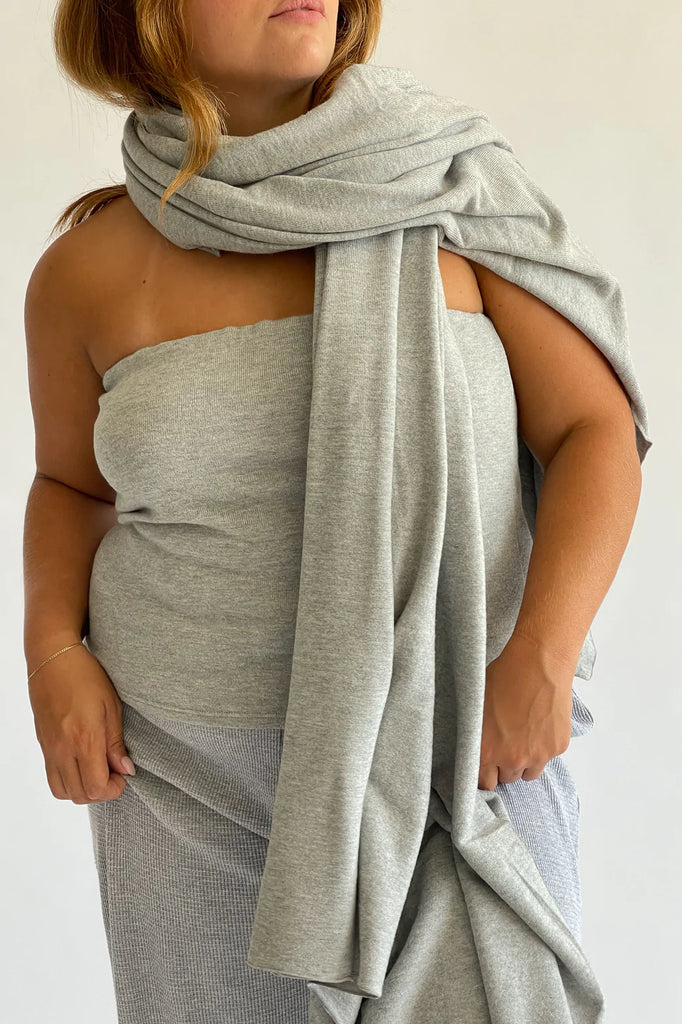 Sweater Blanket Scarf in Heather Grey