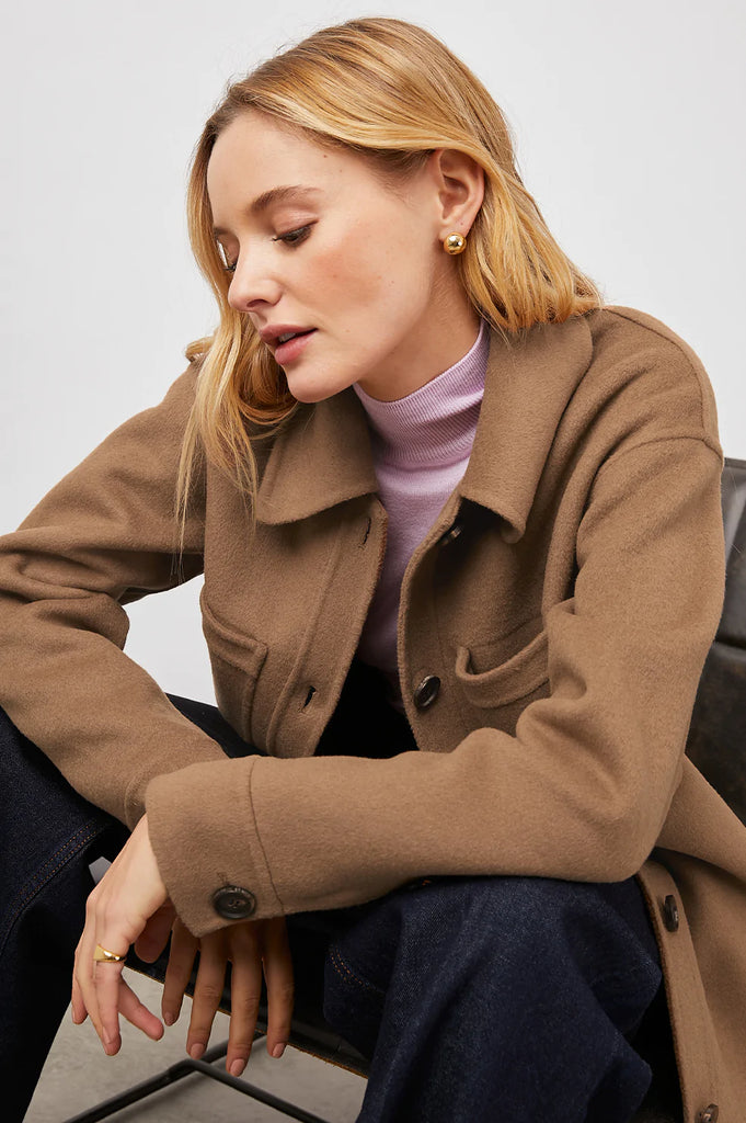 Connie Shirt Jacket in Camel