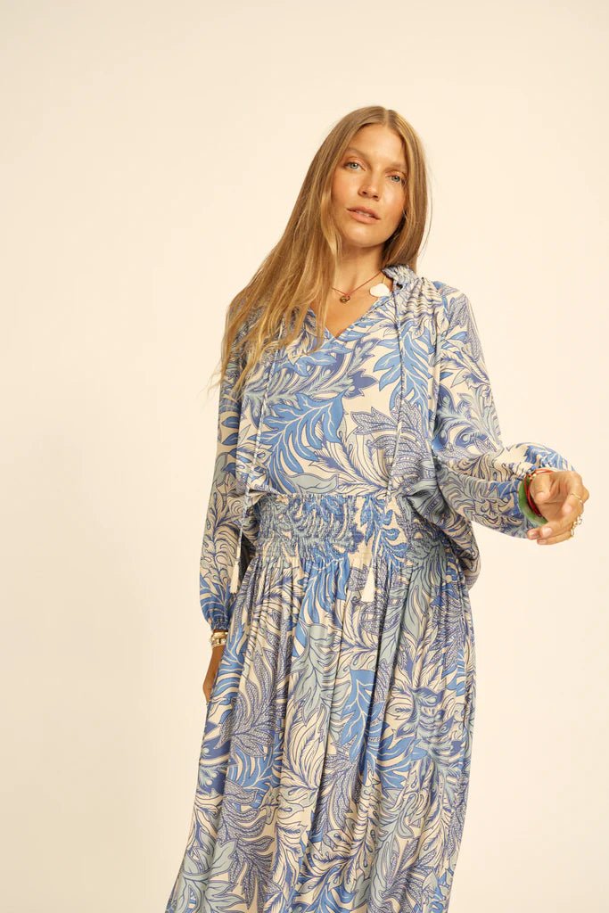 Penny Blouse in Jungle Print Lake Blue