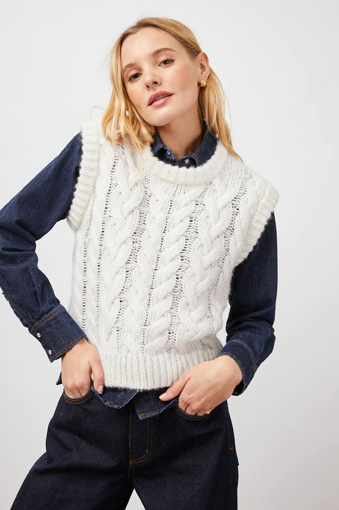 Alexis Sweater Vest in Ivory