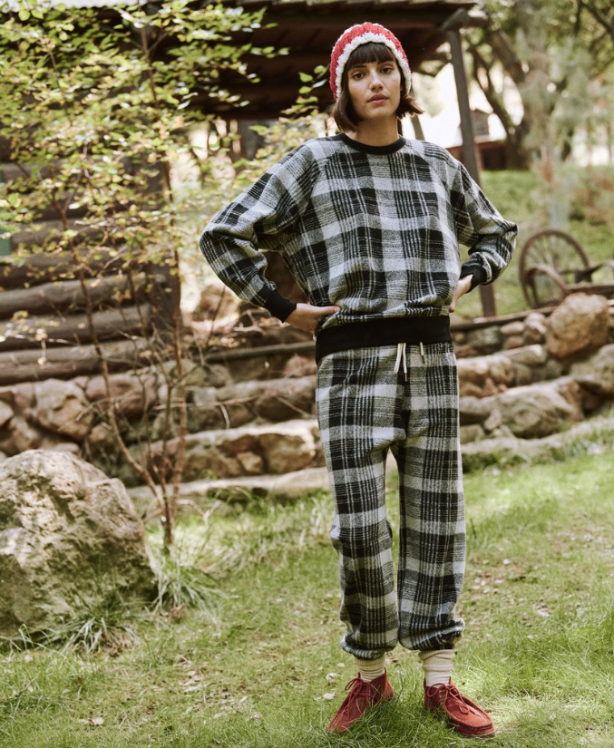 The Warm Up Sweatpant. Black Lumber Plaid