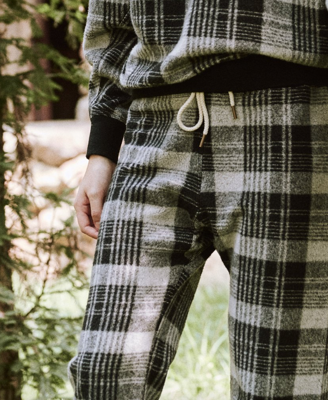 The Warm Up Sweatpant. Black Lumber Plaid