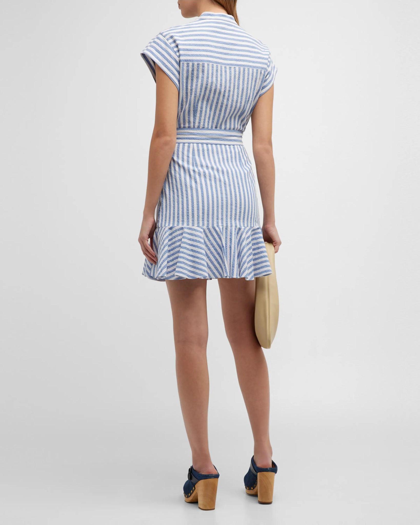 Avella Dress in Washed Blue and White
