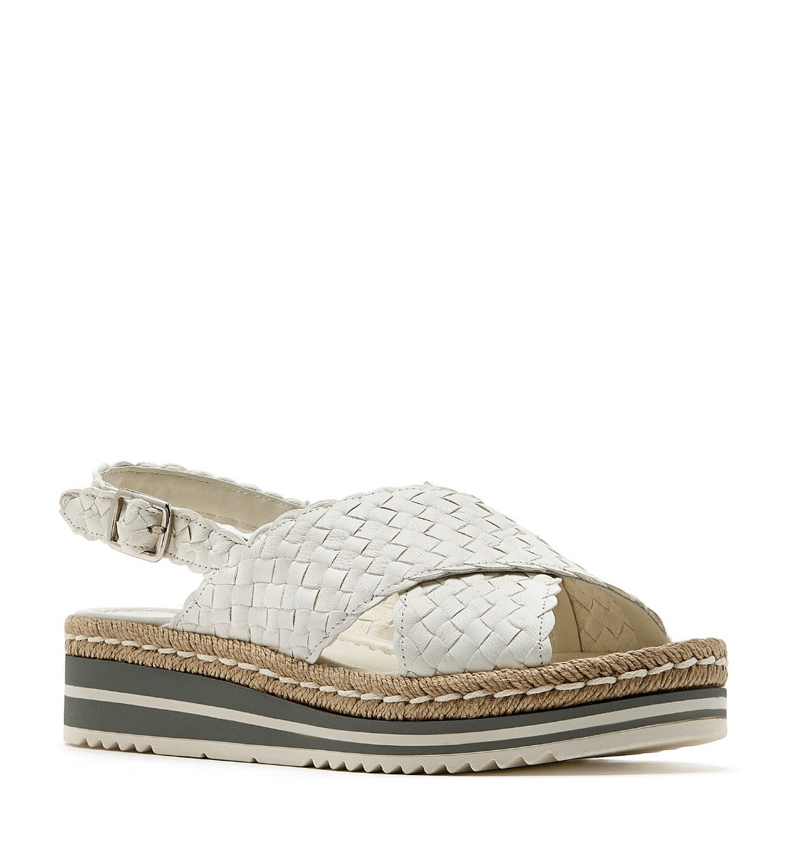 Padova Woven Leather Sandal in White