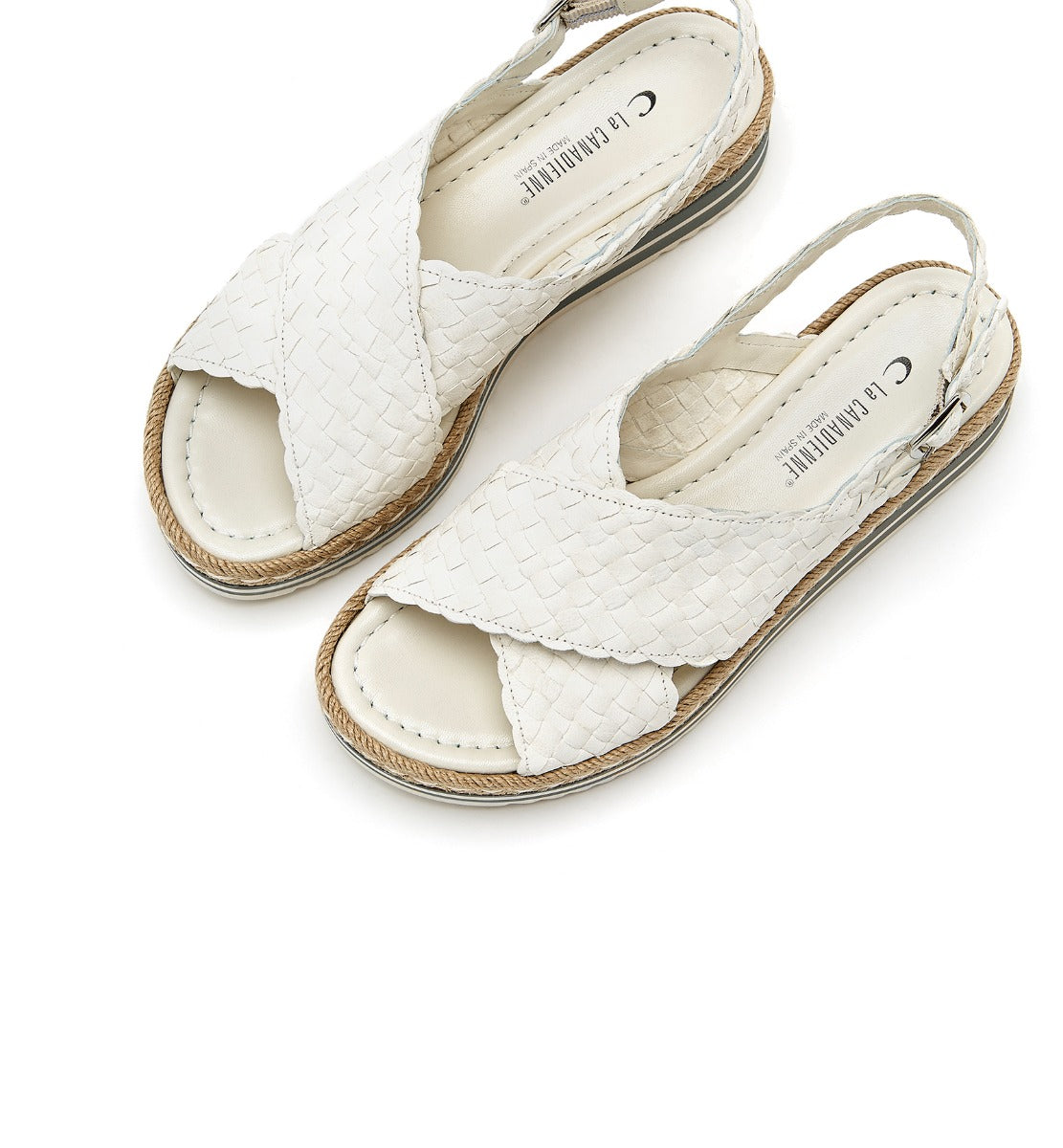 Padova Woven Leather Sandal in White